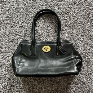 Vintage Coach Madeline Top Handle Satchel Handbag Black Leather 12482